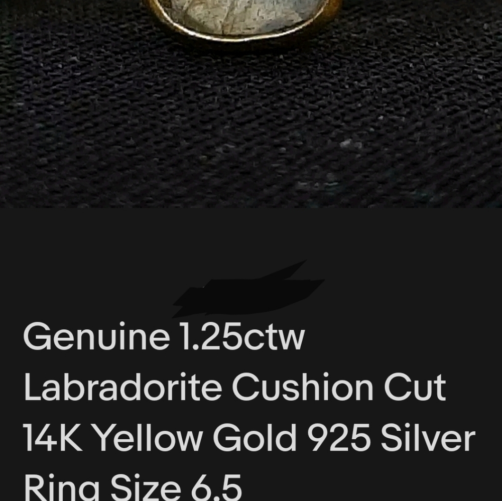 14k .925 💯% Genuine WORLD CLASS  Square cut labradorite 1.25ct ring. - Picture 7 of 11